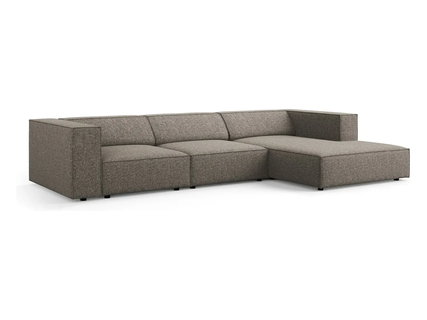 Cosmopolitan Design - Sofá de canto direito "Arendal" 4 lugares em tecido chenille cinza - 284x166x70cm^ Sofá