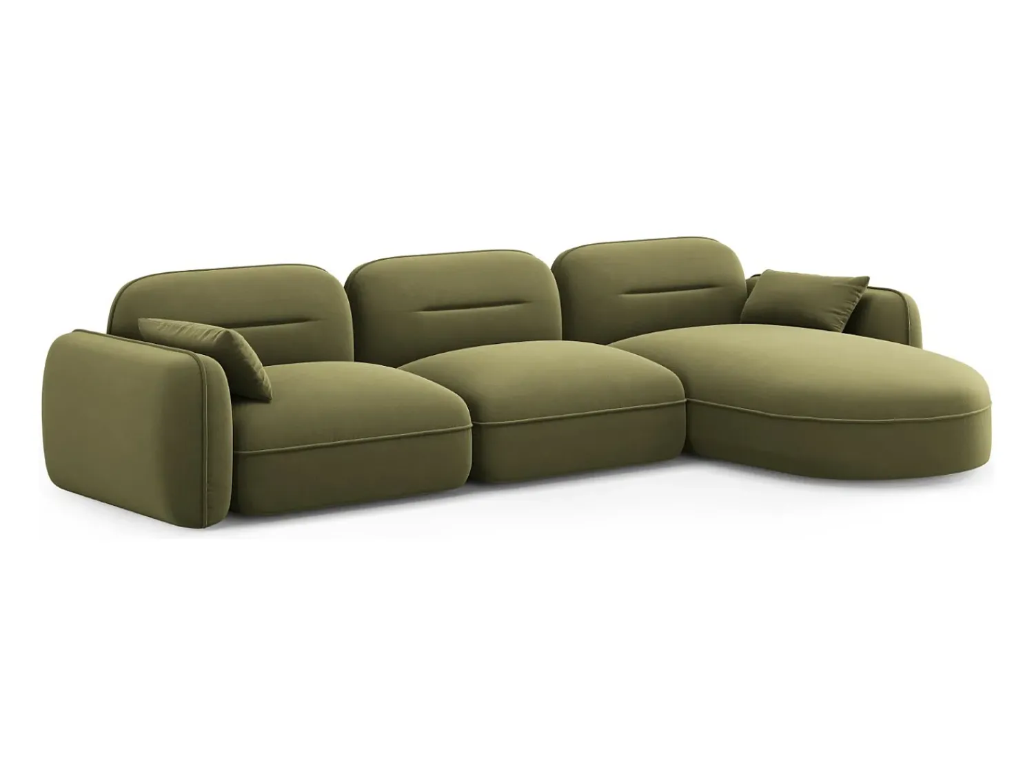 Sale Cosmopolitan Design - Sofá modular de canto direito "Sydney" 4 lugares em veludo - 320x165x70cm Verde claro