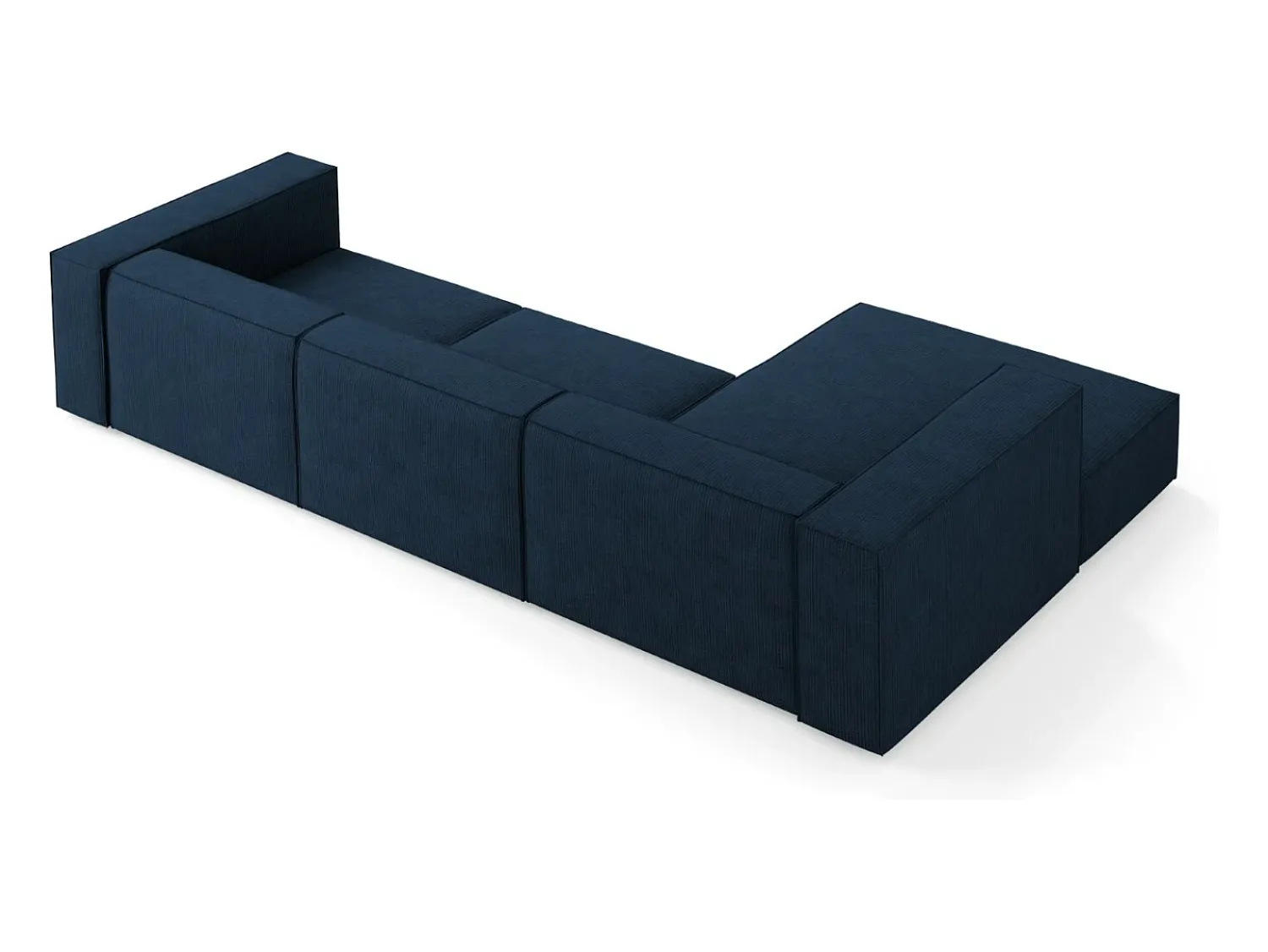 Cosmopolitan Design - Sofá de canto esquerdo "Arendal" 4 lugares em tecido chenille com efeito canelado azul real - 284x166x70cm^ Sofá