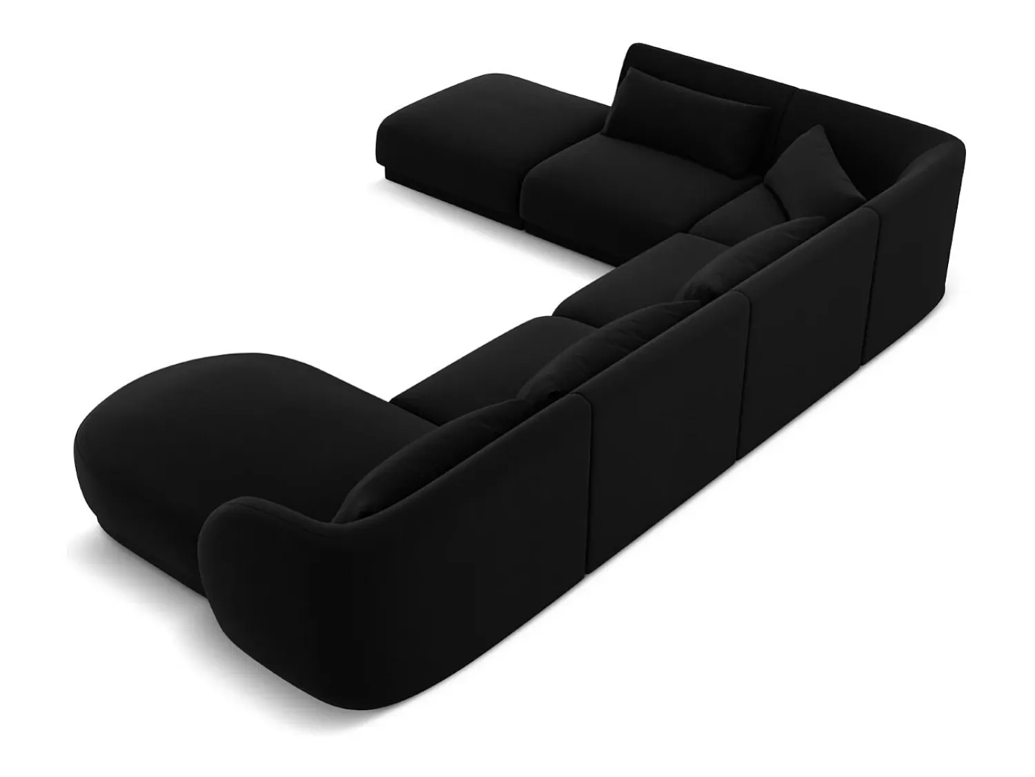 Sofá*Cosmopolitan Design - Sofá de canto panorâmico à esquerda "Tulum" 6 lugares em veludo - 330x255x70cm Preto