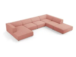 Cosmopolitan Design - Sofá de canto direito panorâmico "Arendal" 7 lugares em tecido chenille - 364x262x70cm^ Sofá