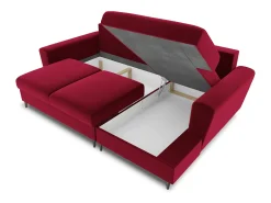 Cosmopolitan Design - Sofá convertível de canto direito com caixa de arrumação "Kyoto" 4 lugares em veludo - 241x145x88cm Vermelho