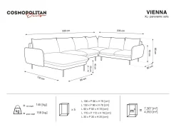 Sofá*Cosmopolitan Design - Sofá de canto direito panorâmico "Vienna" 7 lugares em tecido estrutural cinza escuro - 330x235x95cm Cinza antracite