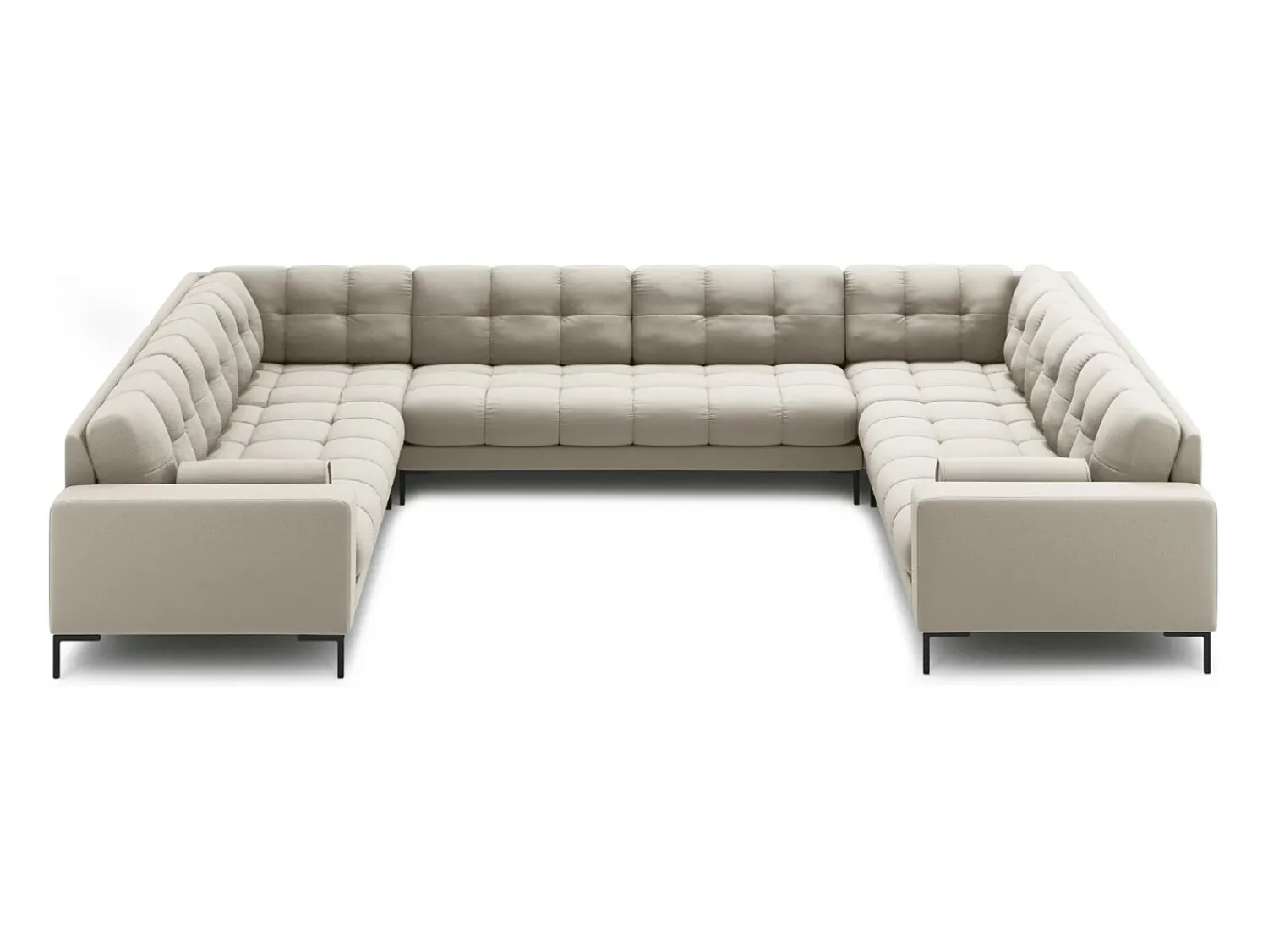 Hot Cosmopolitan Design - Sofá panorâmico "Bali" 9 lugares em tecido estrutural - 327x256x75cm Bege