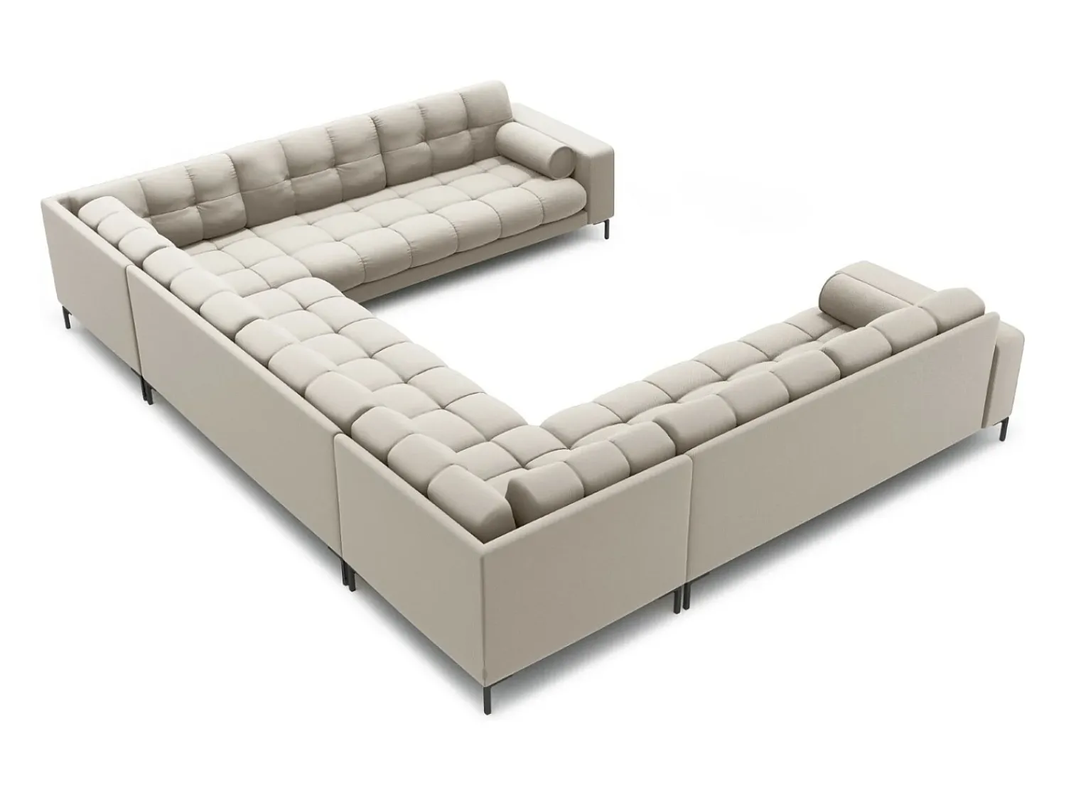 Hot Cosmopolitan Design - Sofá panorâmico "Bali" 9 lugares em tecido estrutural - 327x256x75cm Bege