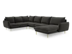 Sofá*Cosmopolitan Design - Sofá de canto panorâmico à esquerda "Vienna" 7 lugares em veludo cinza escuro - 330x235x95cm Cinza antracite