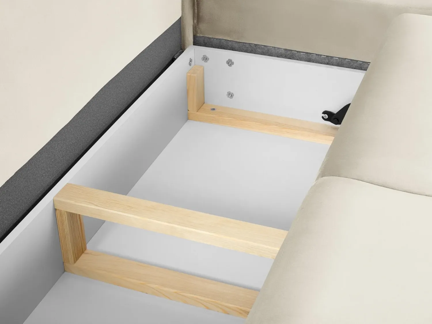Cosmopolitan Design - Sofá convertível de canto direito com caixa de arrumação "Kyoto" 5 lugares em veludo claro - 243x194x88cm^ Sofá