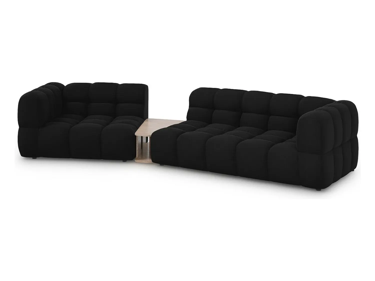 Sale Cosmopolitan Design - Sofá modular virado para a esquerda "Sky" 3 lugares em veludo - 353x148x75cm Preto
