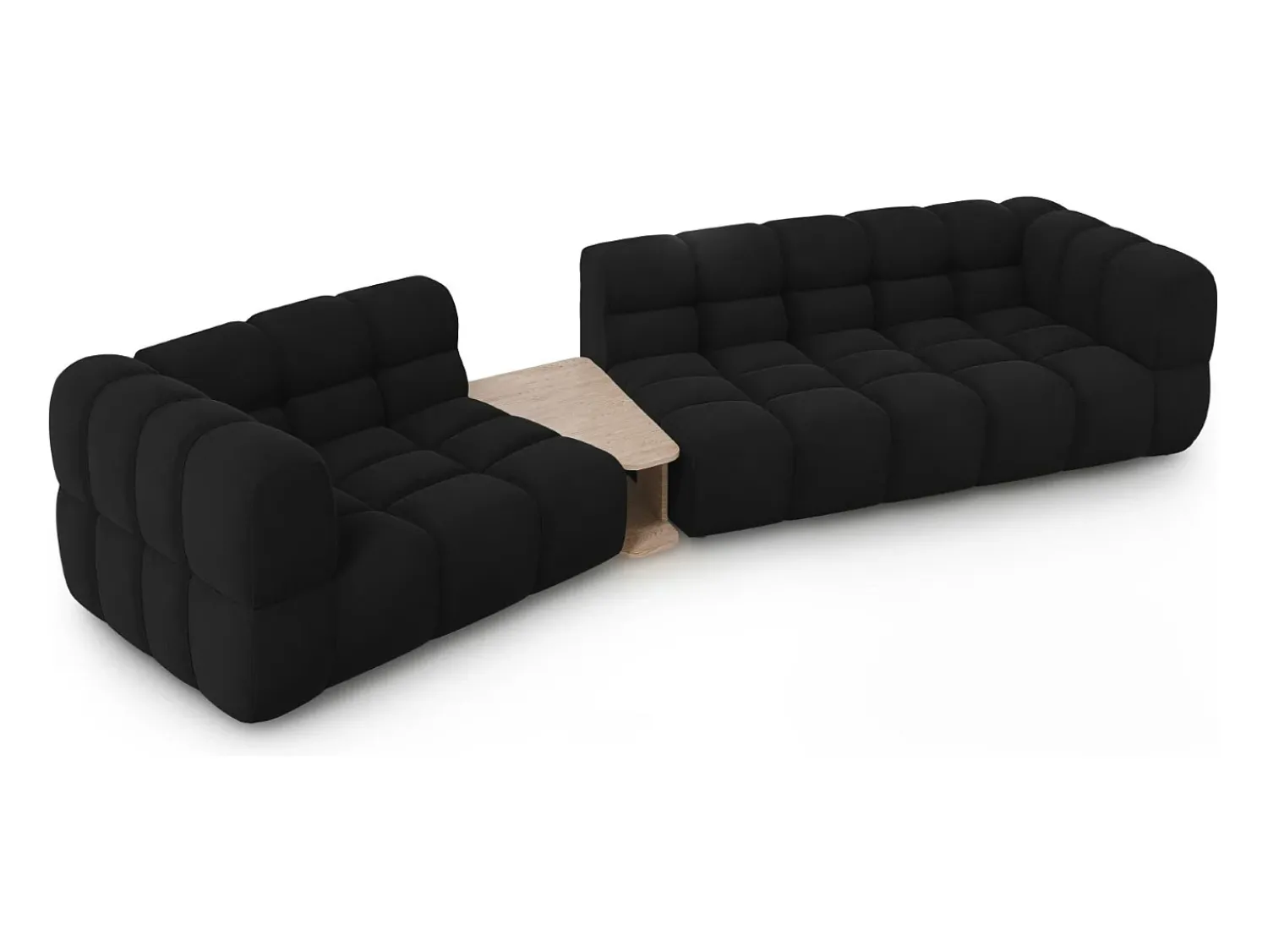 Sale Cosmopolitan Design - Sofá modular virado para a esquerda "Sky" 3 lugares em veludo - 353x148x75cm Preto