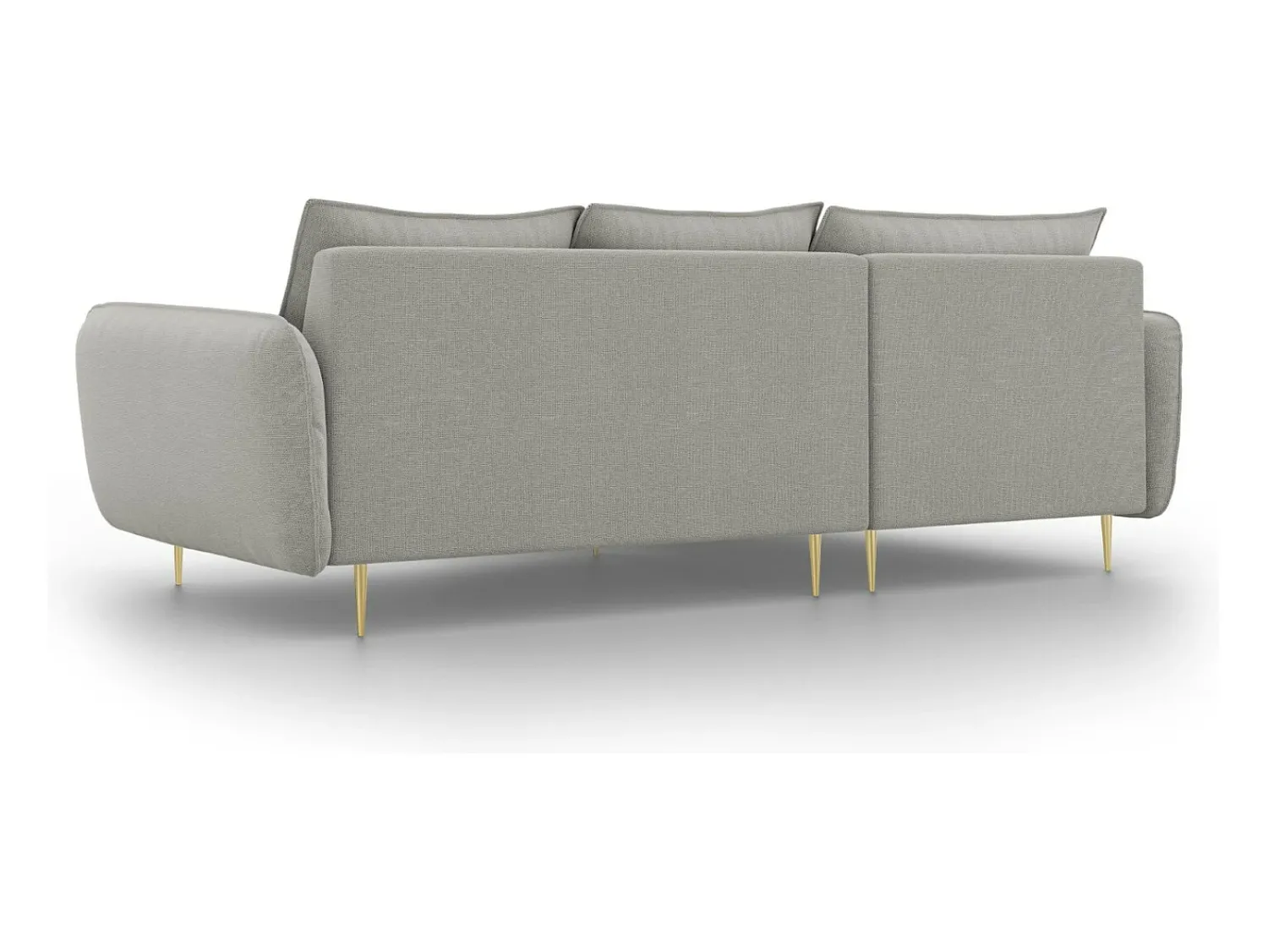 Cosmopolitan Design - Sofá de canto esquerdo "Vienna" 5 lugares em tecido estrutural cinza claro - 255x170x95cm^ Sofá