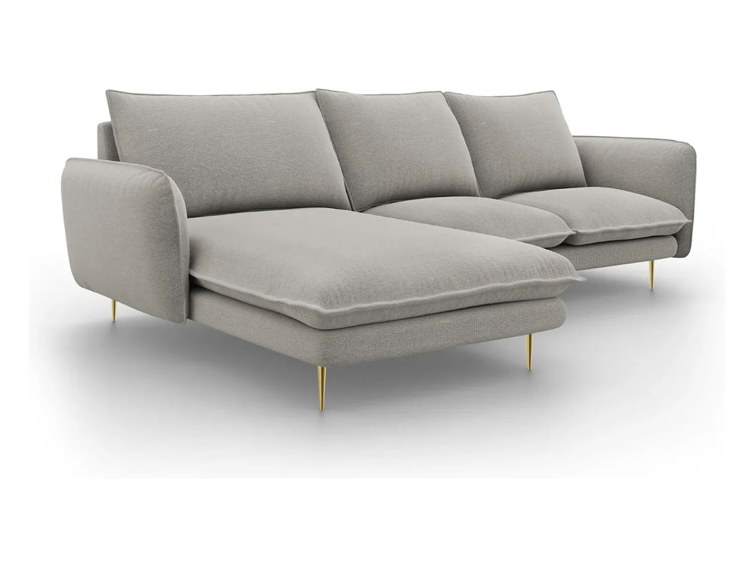 Cosmopolitan Design - Sofá de canto esquerdo "Vienna" 5 lugares em tecido estrutural cinza claro - 255x170x95cm^ Sofá