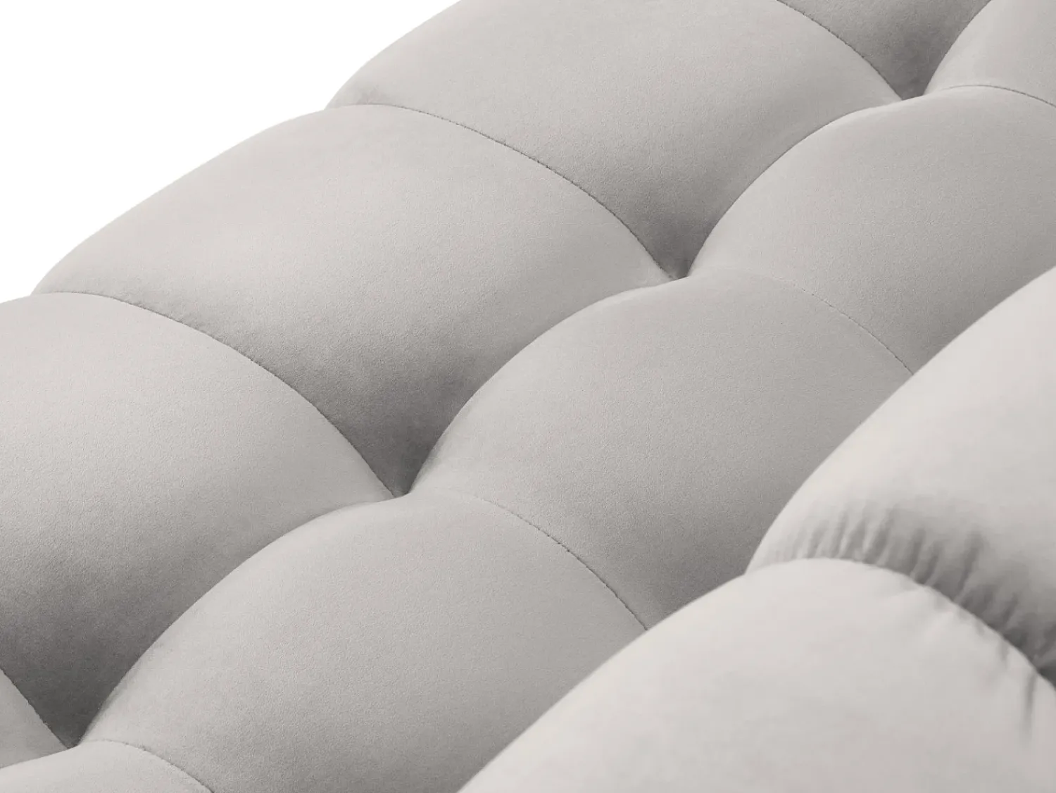 Sofá|Cosmopolitan Design - Sofá panorâmico "Bali" 7 lugares em veludo prata - 383x185x75cm Prateado