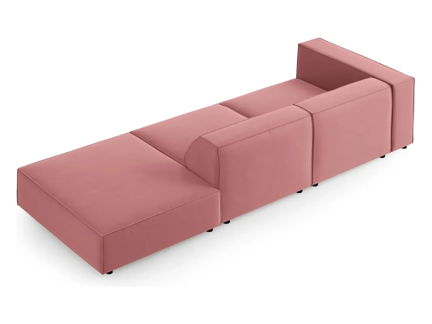 Cosmopolitan Design - Sofá direito "Arendal" 4 lugares em veludo salmão - 262x102x70cm Rosa claro
