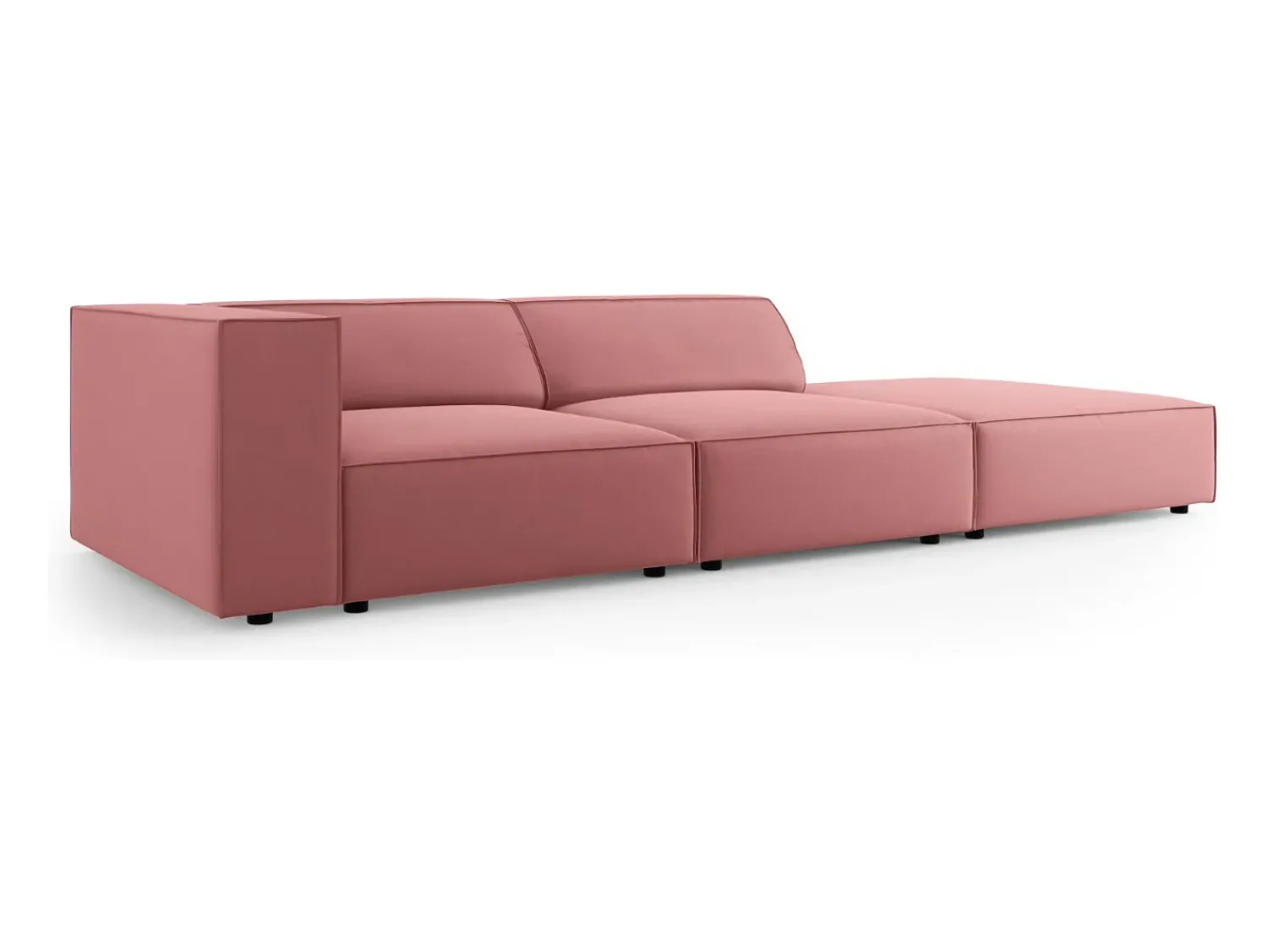 Cosmopolitan Design - Sofá direito "Arendal" 4 lugares em veludo salmão - 262x102x70cm Rosa claro