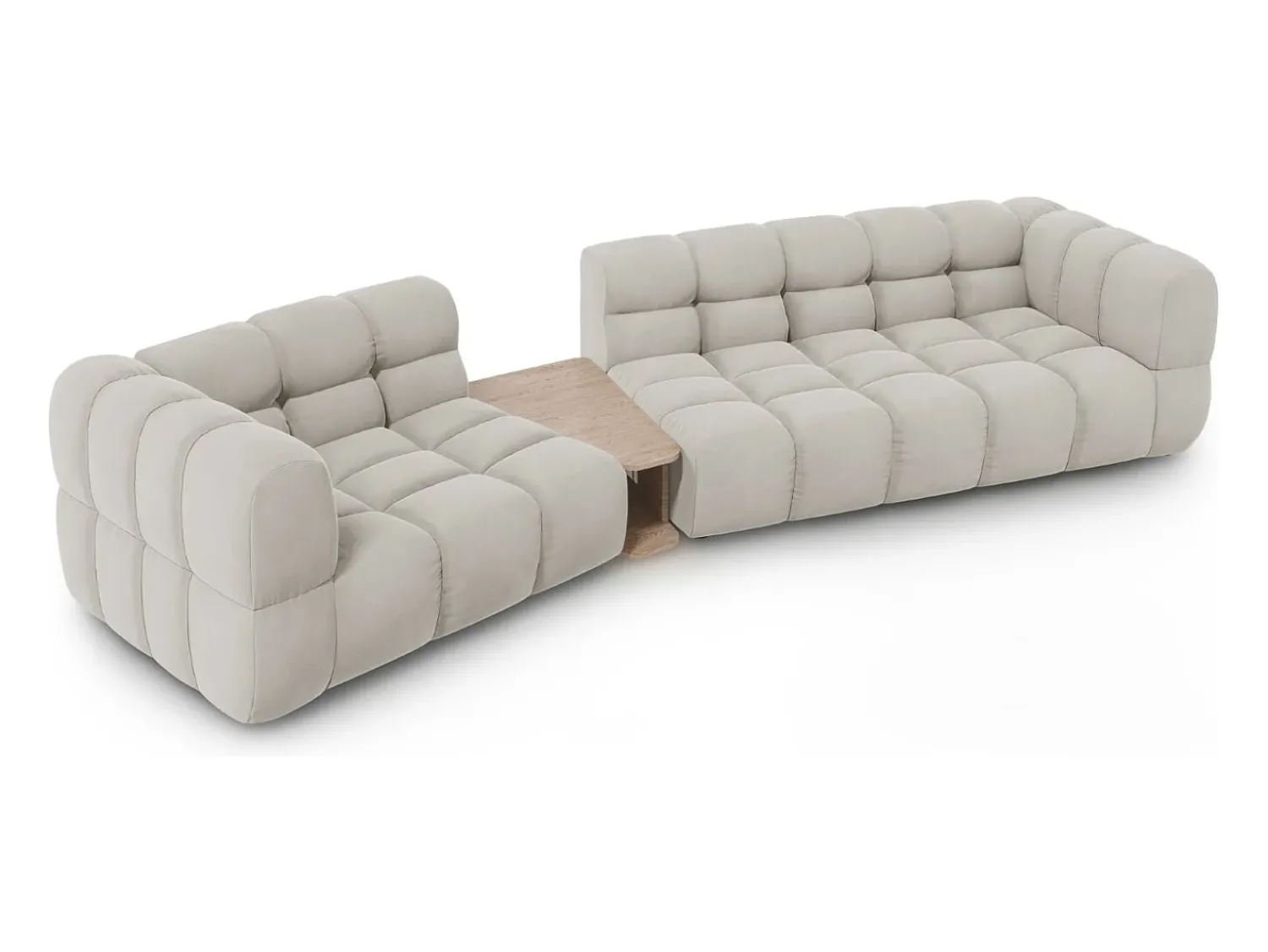 Cosmopolitan Design - Sofá modular virado para a esquerda "Sky" 3 lugares em veludo claro - 353x148x75cm^ Sofá