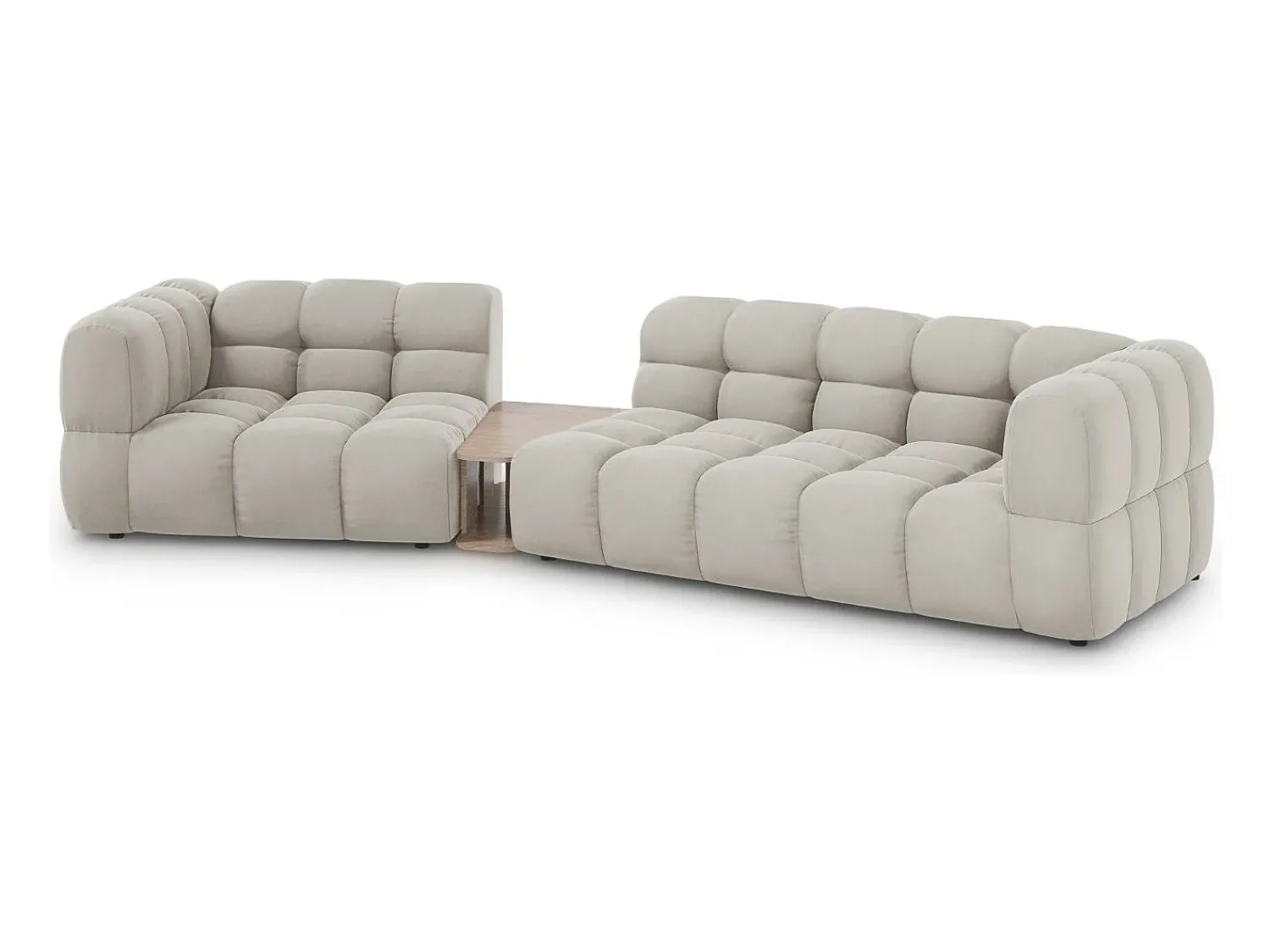 Cosmopolitan Design - Sofá modular virado para a esquerda "Sky" 3 lugares em veludo claro - 353x148x75cm^ Sofá