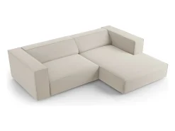 Discount Cosmopolitan Design - Sofá de canto direito "Arendal" 3 lugares em veludo cru - 224x166x70cm Branco sujo
