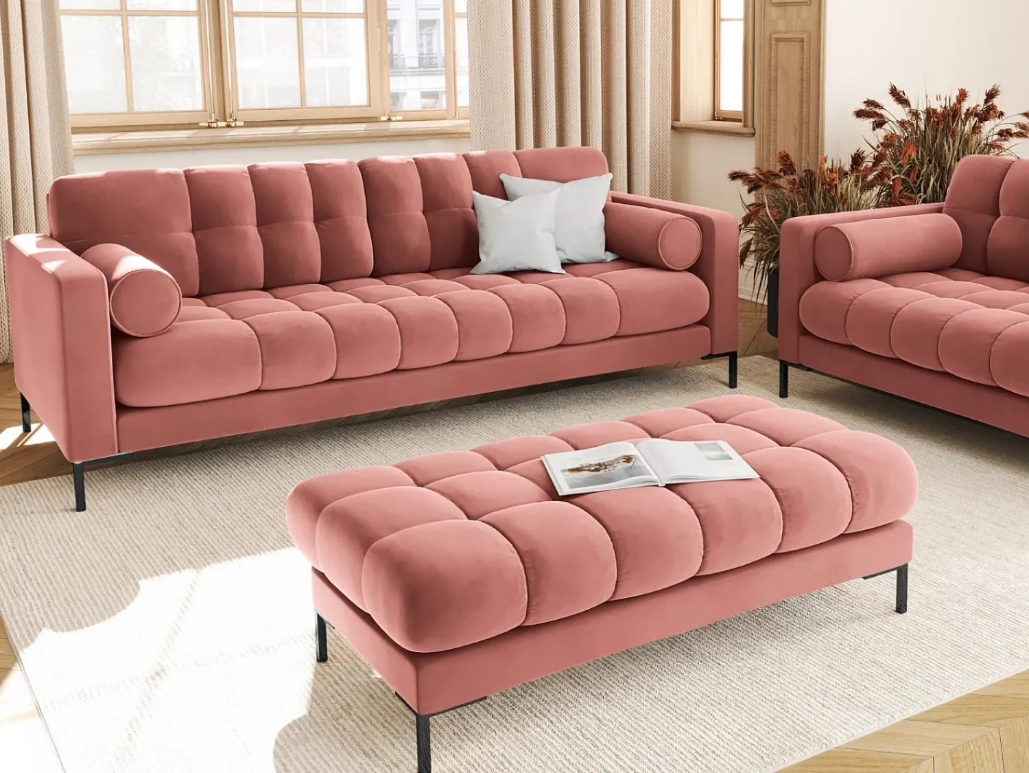 Cosmopolitan Design - Sofá "Bali" 3 lugares em veludo - 177x92x75cm^ Sofá