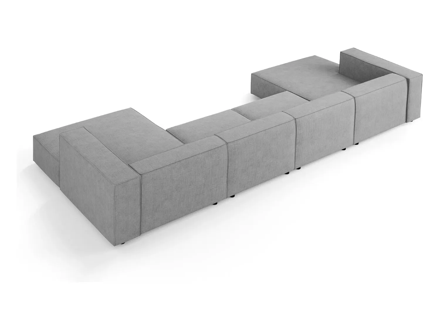Sofá*Cosmopolitan Design - Sofá panorâmico "Arendal" 6 lugares em tecido chenille com efeito canelado cinza escuro - 364x166x70cm Cinza antracite