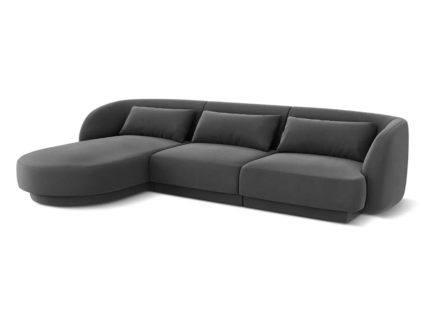 Cosmopolitan Design - Sofá de canto esquerdo "Tulum" 4 lugares em veludo cinza - 255x156x70cm^ Sofá