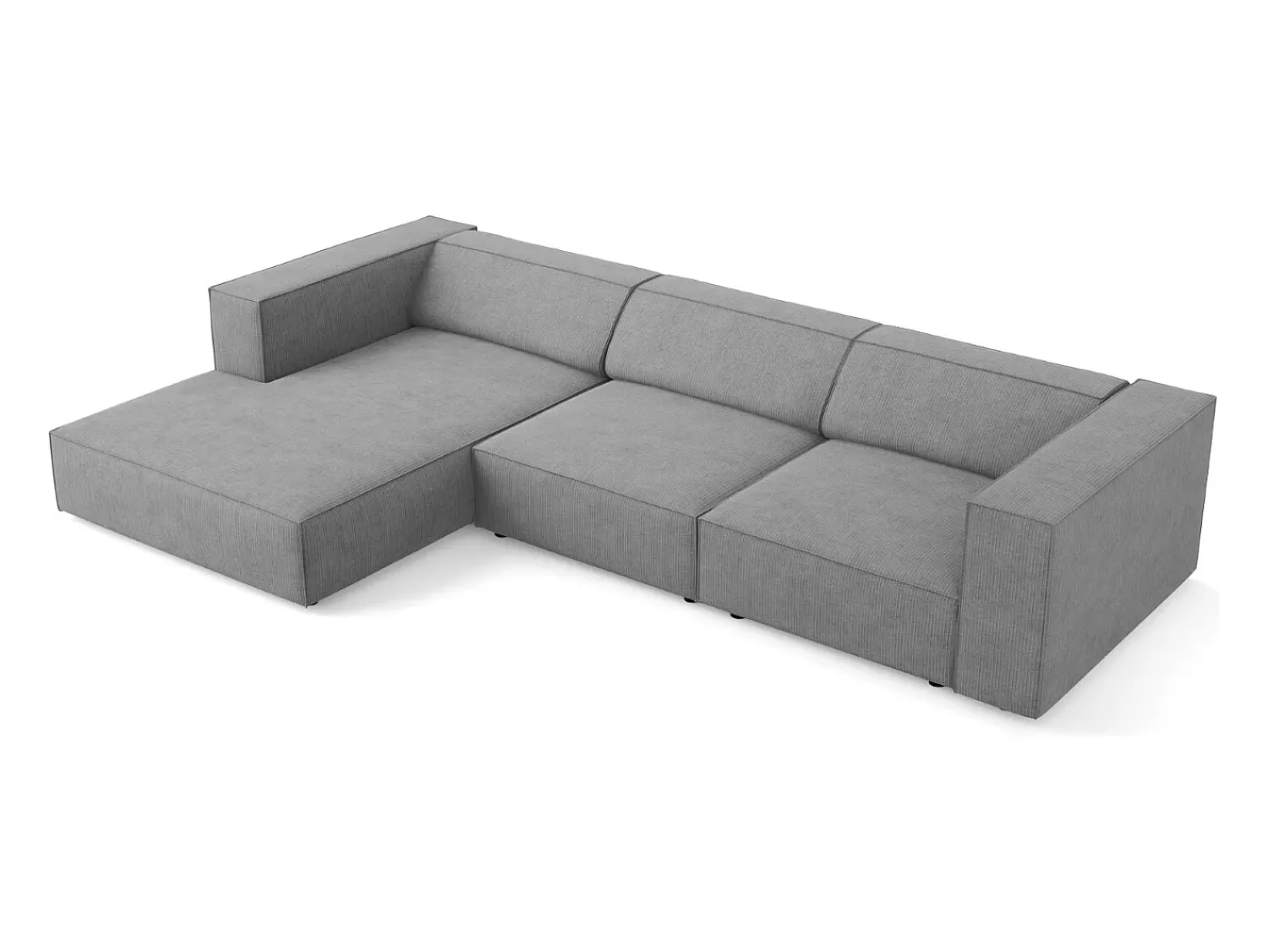 Sofá*Cosmopolitan Design - Sofá de canto esquerdo "Arendal" 4 lugares em tecido chenille com efeito canelado cinza escuro - 284x166x70cm Cinza antracite