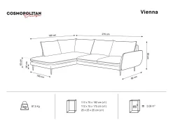 Cosmopolitan Design - Sofá de canto esquerdo "Vienna" 6 lugares em tecido bouclé - 275x185x95cm^ Sofá