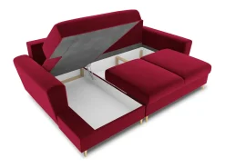 Sofá|Cosmopolitan Design - Sofá convertível de canto esquerdo com caixa de arrumação "Kyoto" 4 lugares em veludo - 241x145x88cm Vermelho