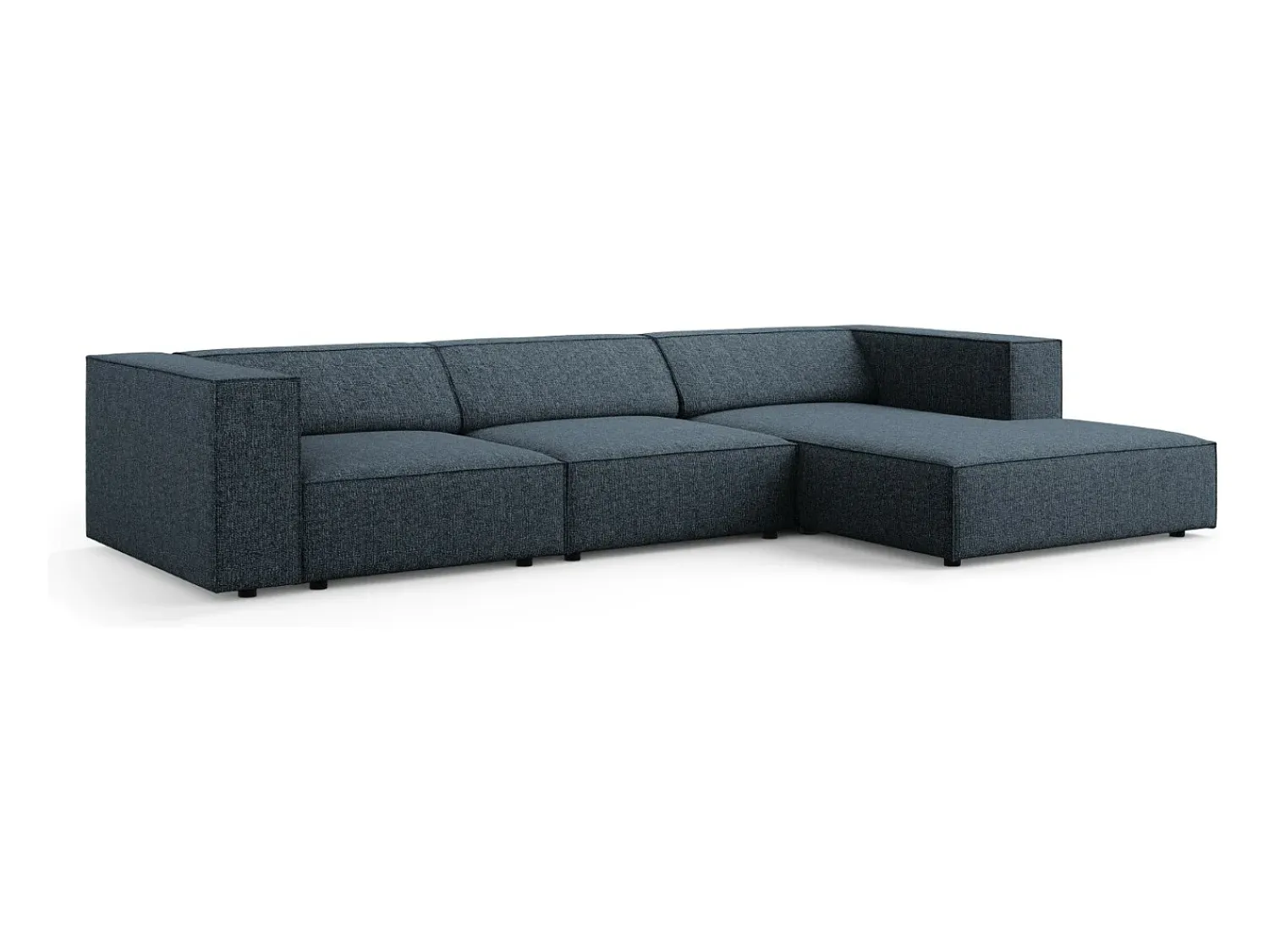 Cosmopolitan Design - Sofá de canto direito "Arendal" 4 lugares em tecido chenille azul real - 284x166x70cm^ Sofá