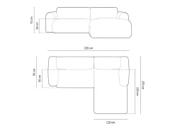 Sofá*Cosmopolitan Design - Sofá de canto direito "Nolio" 4 lugares em tecido chenille - 235x170x72cm Bege