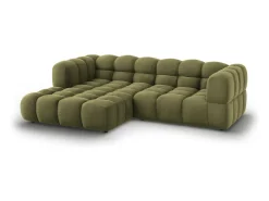 Discount Cosmopolitan Design - Sofá modular de canto esquerdo "Sky" 3 lugares em veludo - 244x162x75cm Verde claro