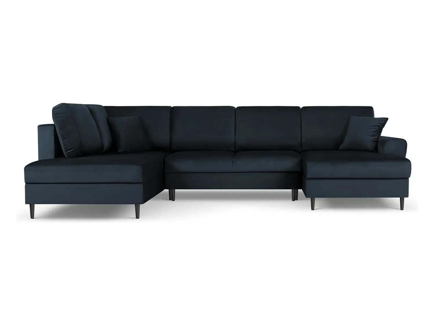 Sofá|Cosmopolitan Design - Sofá panorâmico convertível esquerdo com caixa de arrumação "Kyoto" 7 lugares em veludo - 313x194x88cm Azul escuro