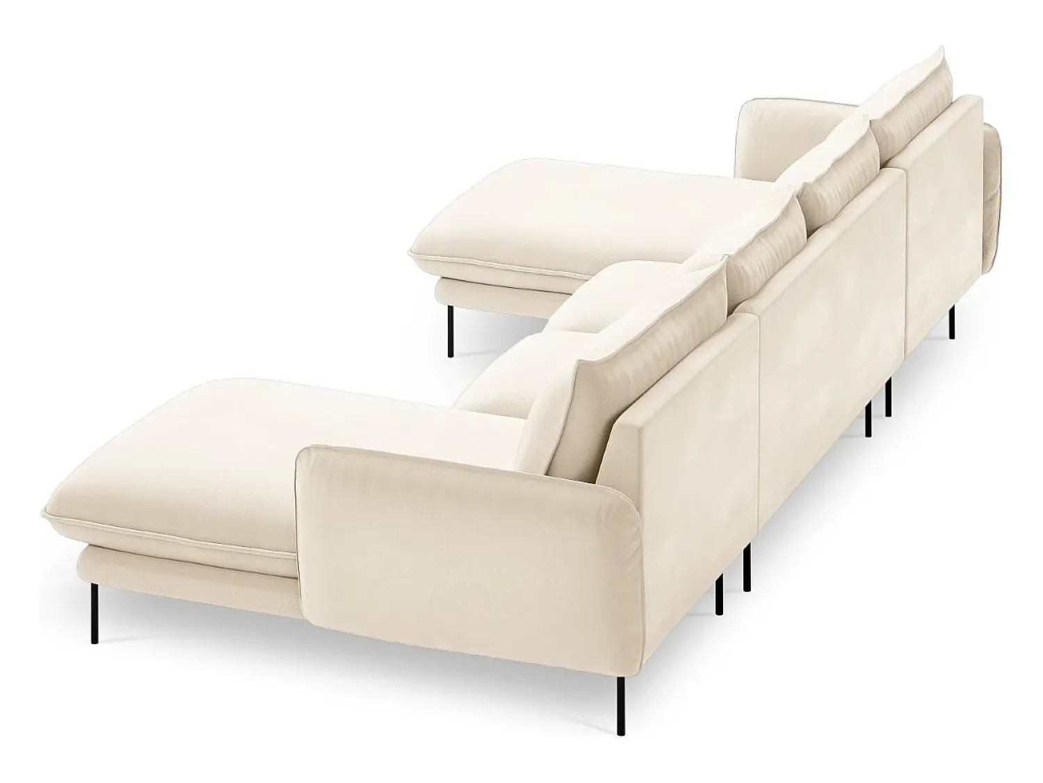 Best Cosmopolitan Design - Sofá panorâmico "Vienna" 6 lugares em veludo claro - 350x170x95cm Bege