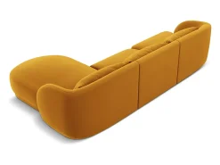 Cosmopolitan Design - Sofá de canto direito "Tulum" 4 lugares em veludo - 255x156x70cm Amarelo