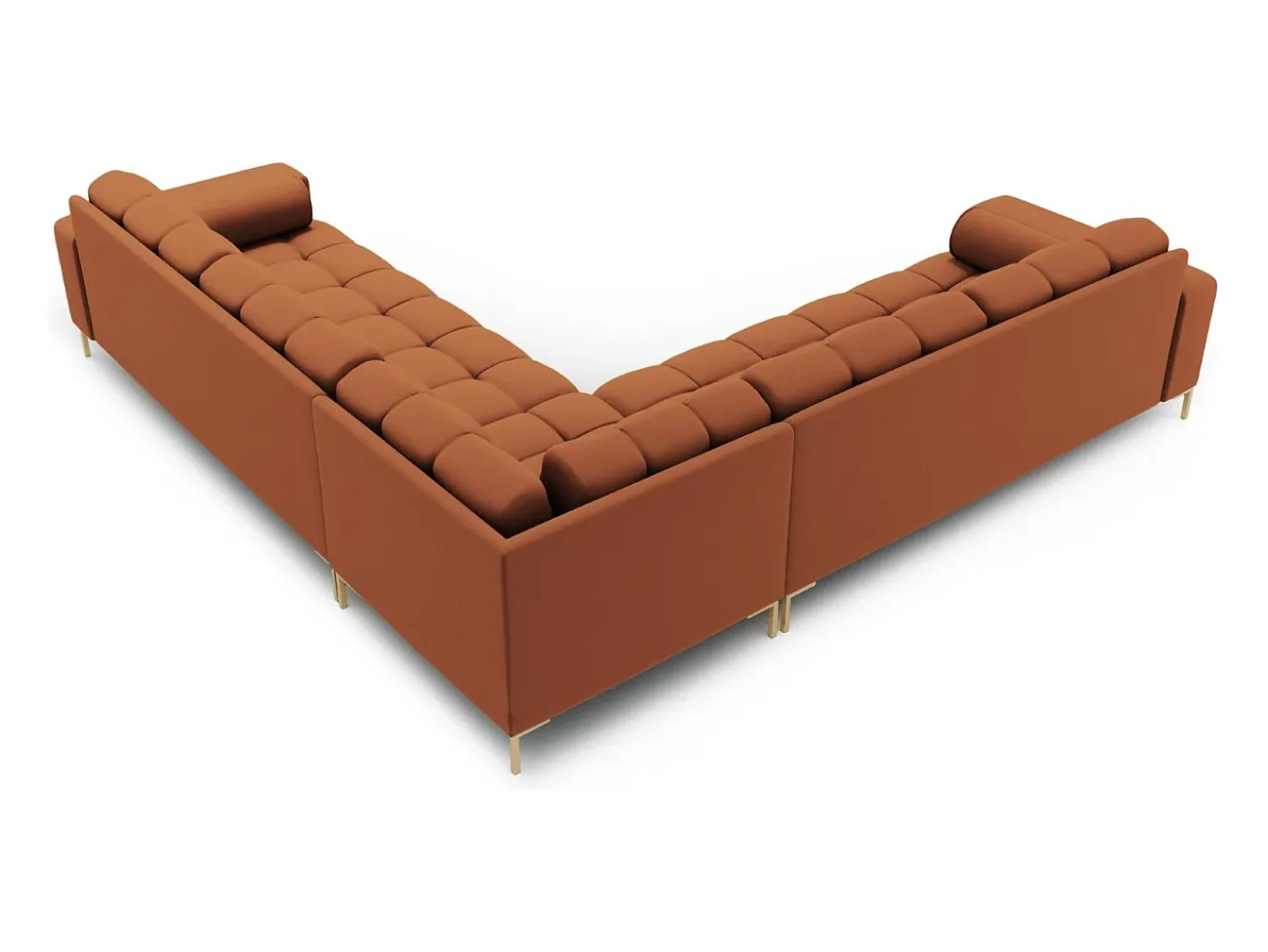 Sofá|Cosmopolitan Design - Sofá de canto simétrico "Bali" 6 lugares em tecido estrutural tijolo - 256x256x75cm Terracota