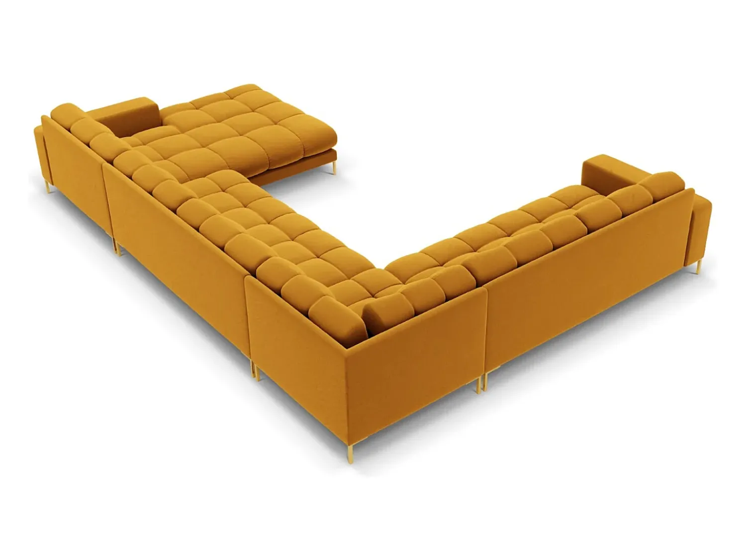 Hot Cosmopolitan Design - Sofá de canto panorâmico à esquerda "Bali" 7 lugares em veludo - 327x256x75cm Amarelo