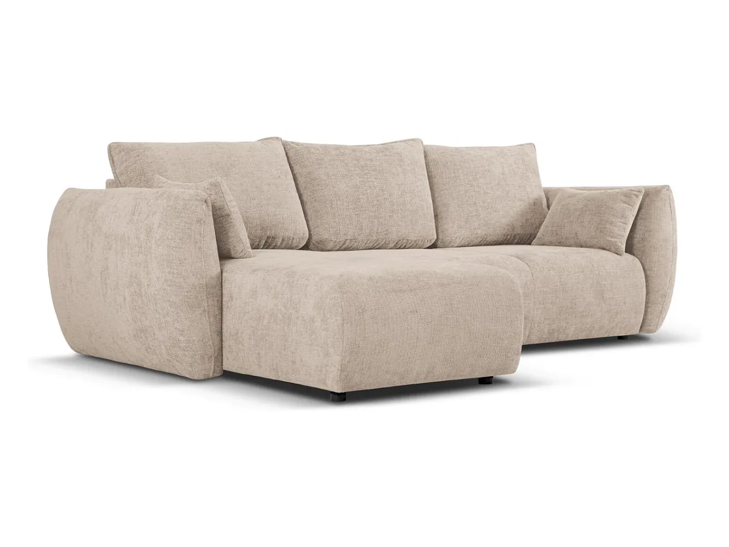 Cosmopolitan Design - Sofá convertível de canto esquerdo com caixa de arrumação "Matera" 4 lugares em tecido chenille - 253x173x86cm^ Sofá