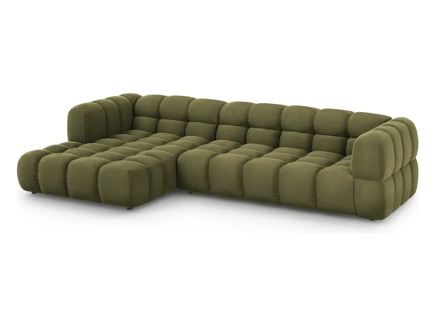 Sofá|Cosmopolitan Design - Sofá modular de canto esquerdo "Sky" 4 lugares em veludo - 300x162x75cm Verde claro