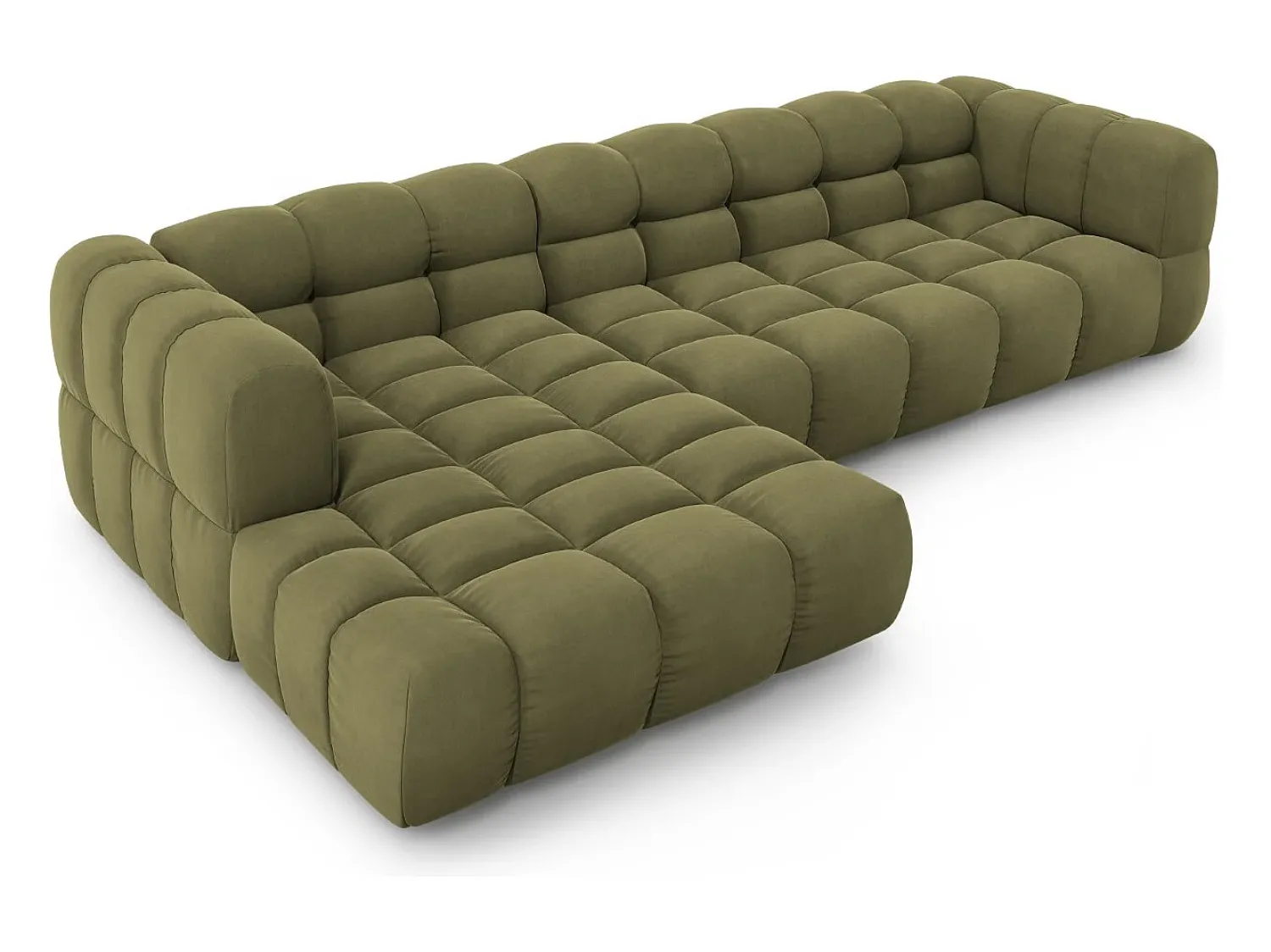 Sofá|Cosmopolitan Design - Sofá modular de canto esquerdo "Sky" 4 lugares em veludo - 300x162x75cm Verde claro