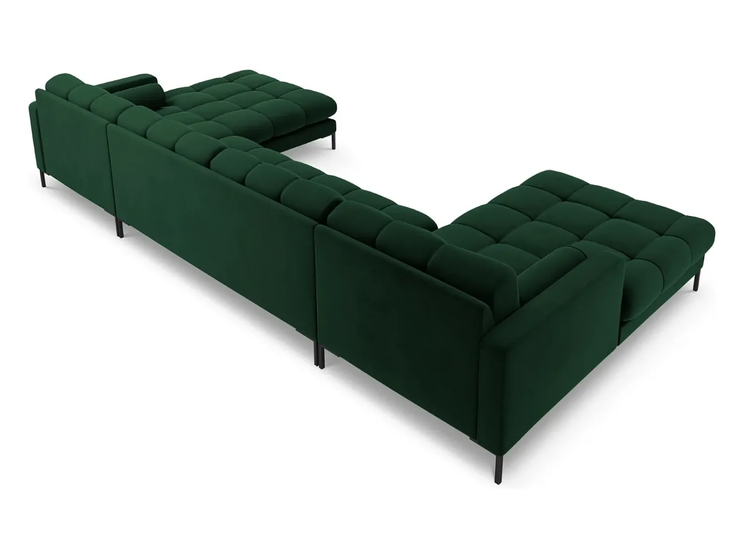 Sale Cosmopolitan Design - Sofá panorâmico "Bali" 7 lugares em veludo verde garrafa - 383x185x75cm Verde pinho