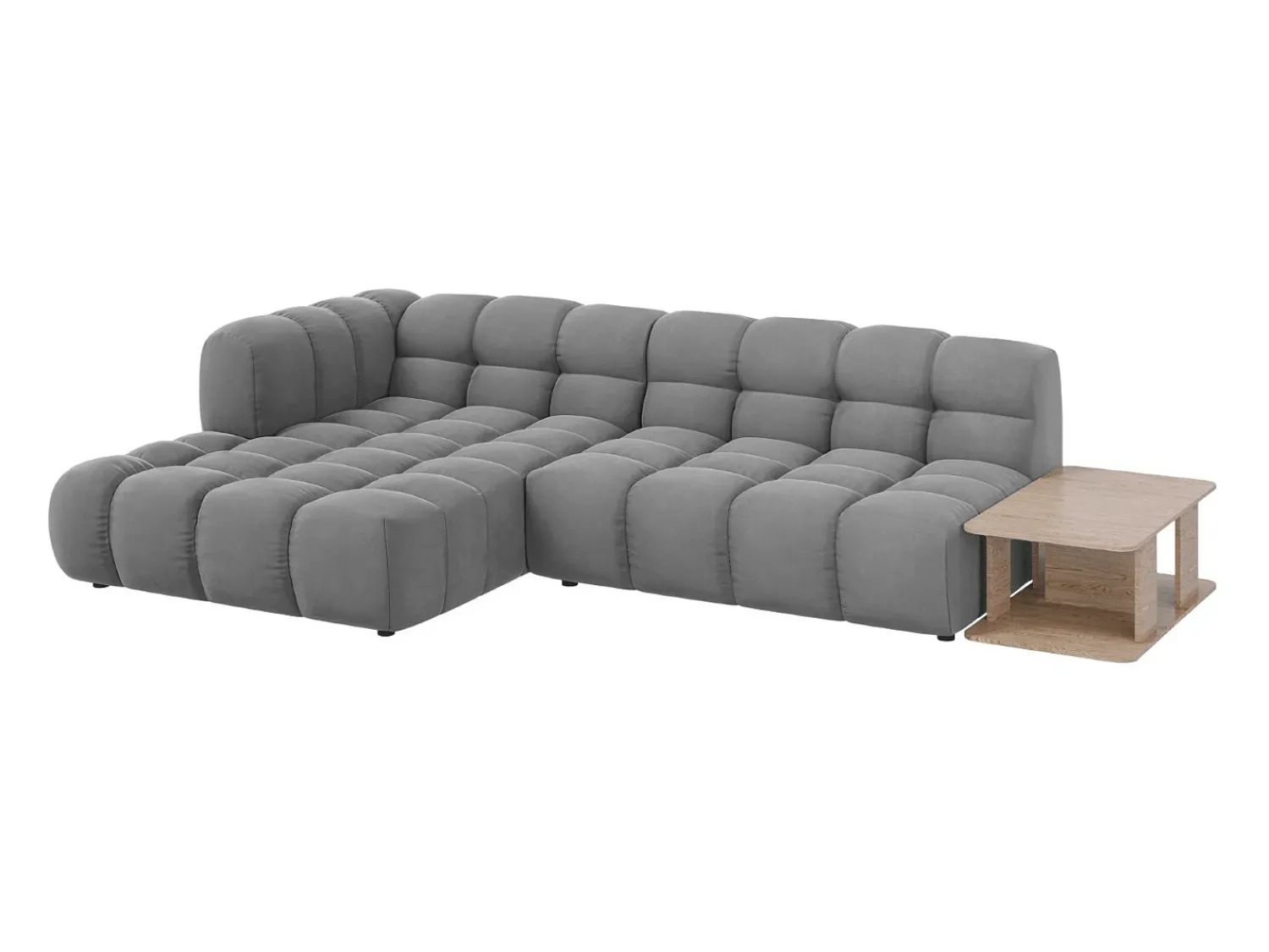 Cosmopolitan Design - Sofá modular de canto esquerdo "Sky" 4 lugares em veludo cinza claro - 297x162x75cm Cinzento claro