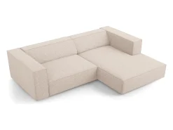 Sofá*Cosmopolitan Design - Sofá de canto direito "Arendal" 3 lugares em tecido chenille - 224x166x70cm Bege