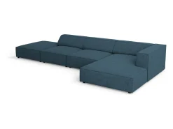 Cosmopolitan Design - Sofá de canto direito "Arendal" 5 lugares em tecido chenille com efeito canelado azul marinho - 341x166x70cm^ Sofá