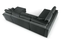 Sofá*Cosmopolitan Design - Sofá panorâmico convertível esquerdo com caixa de arrumação "Kyoto" 7 lugares em veludo cinza escuro - 313x194x88cm Cinza antracite