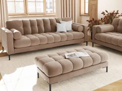Best Cosmopolitan Design - Sofá "Bali" 3 lugares em veludo - 177x92x75cm Bege