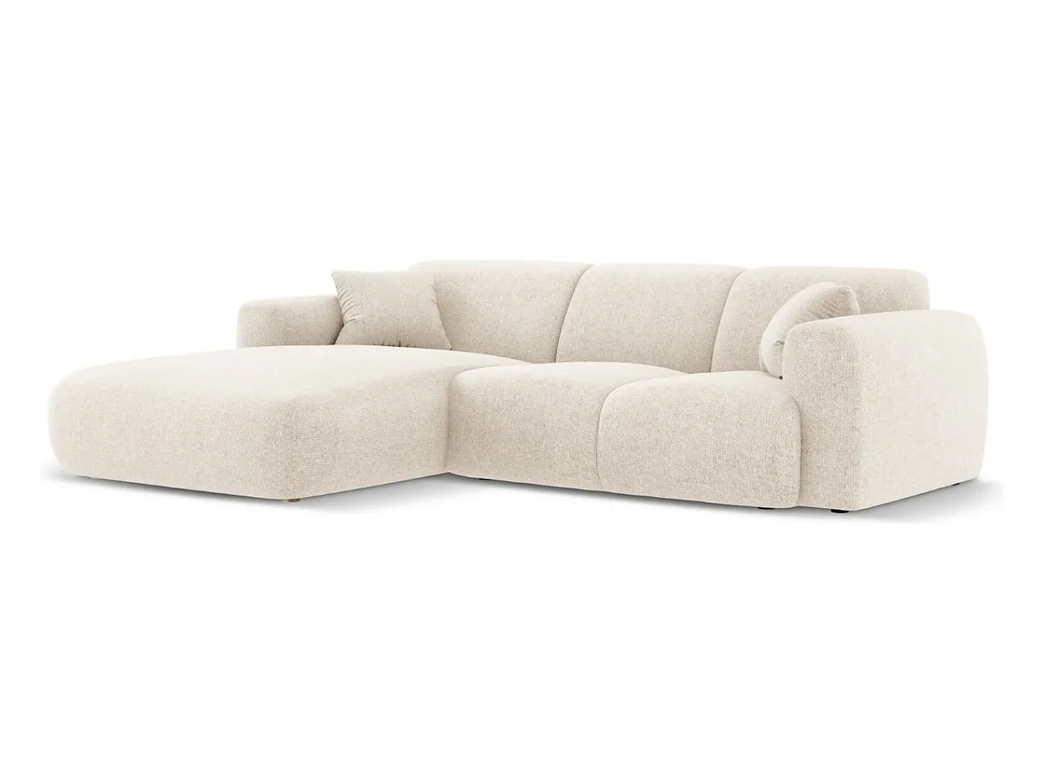Sofá*Cosmopolitan Design - Sofá de canto esquerdo "Nolio" 4 lugares em tecido chenille claro - 260x170x72cm Bege