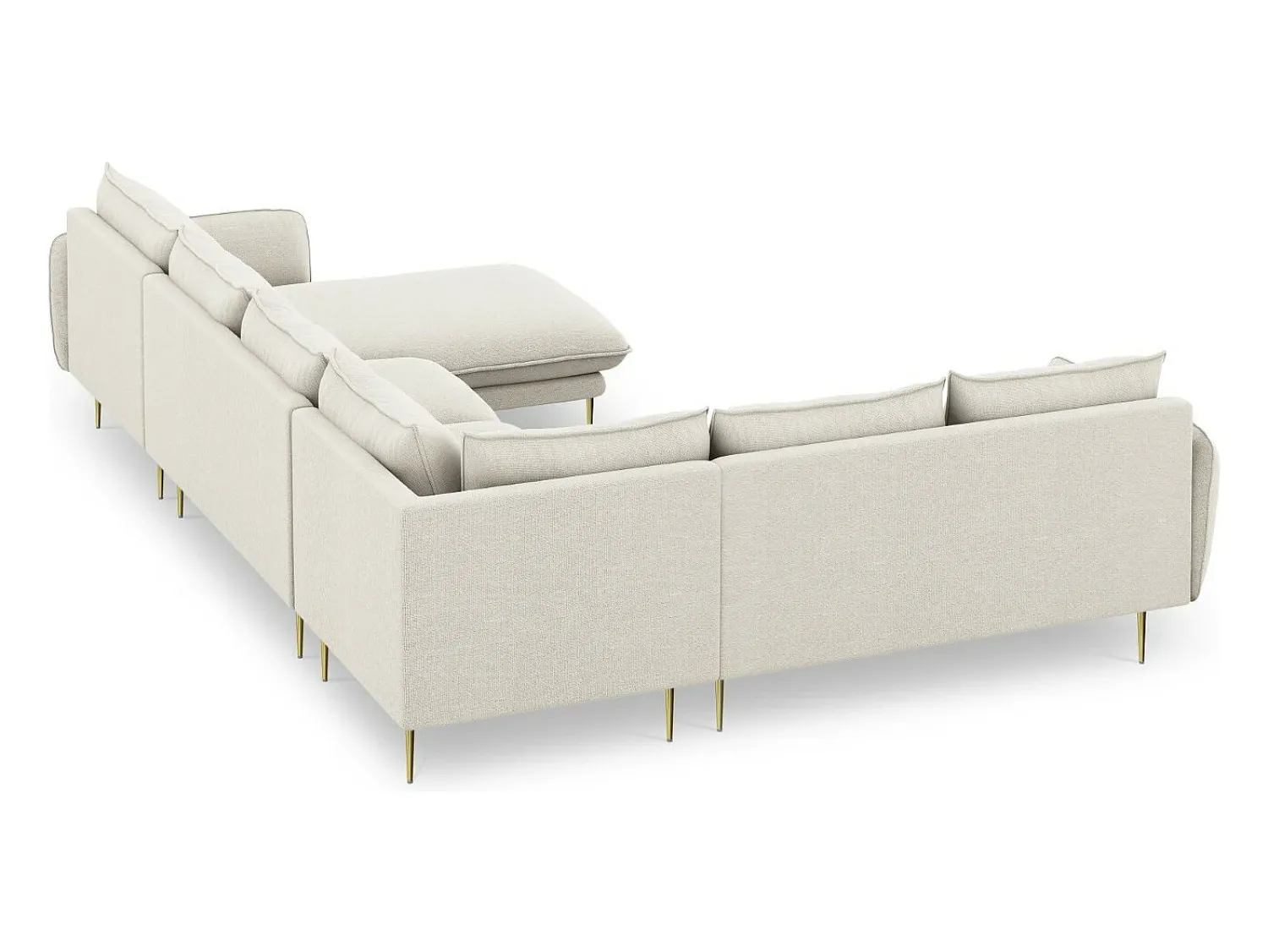 Sofá*Cosmopolitan Design - Sofá de canto panorâmico à esquerda "Vienna" 7 lugares em tecido estrutural claro - 330x235x95cm Bege