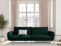 Sofá|Cosmopolitan Design - Sofá "Vienna" 3 lugares em veludo verde garrafa - 200x92x95cm Verde pinho