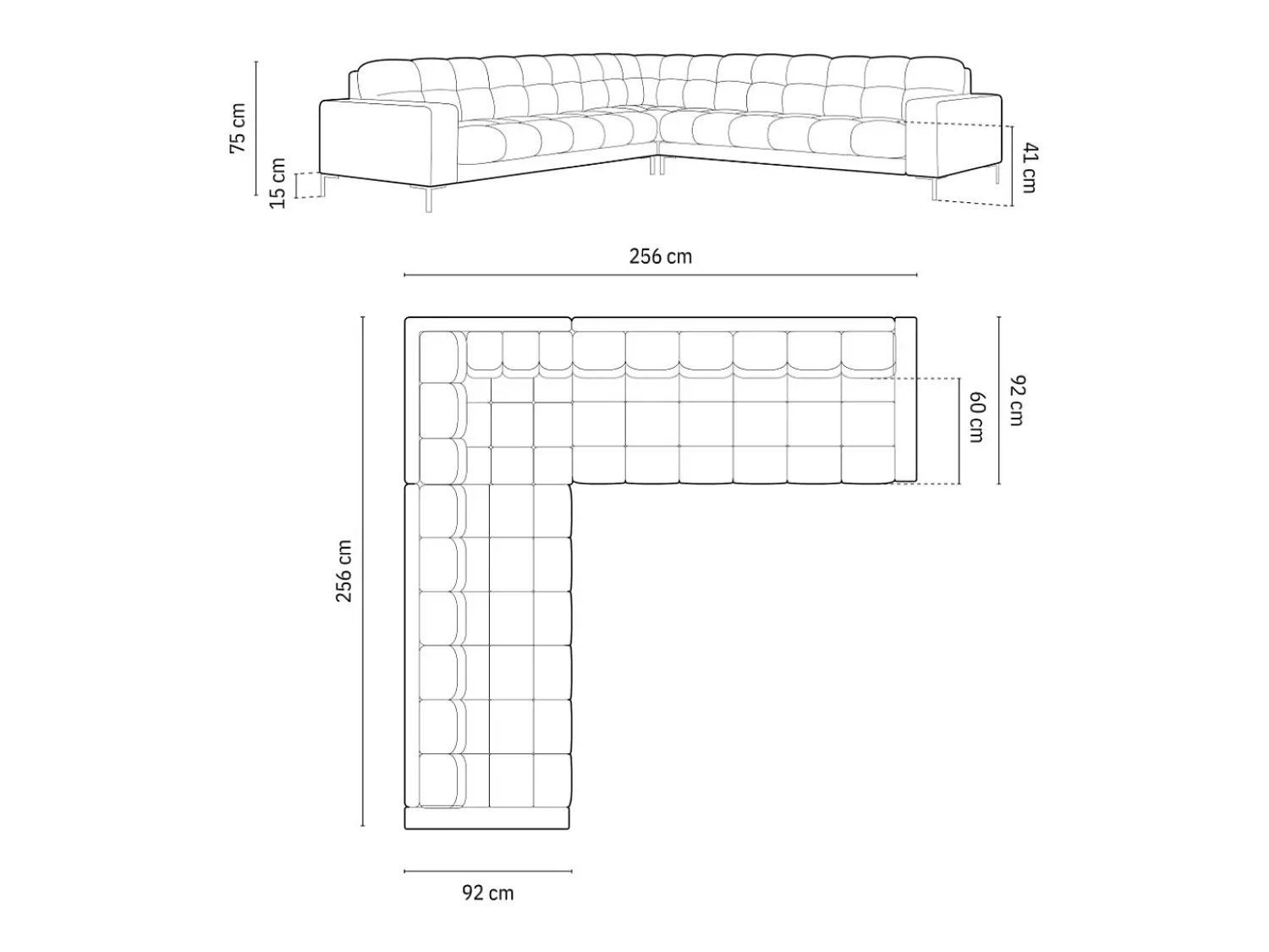 Sofá|Cosmopolitan Design - Sofá de canto simétrico "Bali" 6 lugares em veludo - 256x256x75cm Rosa