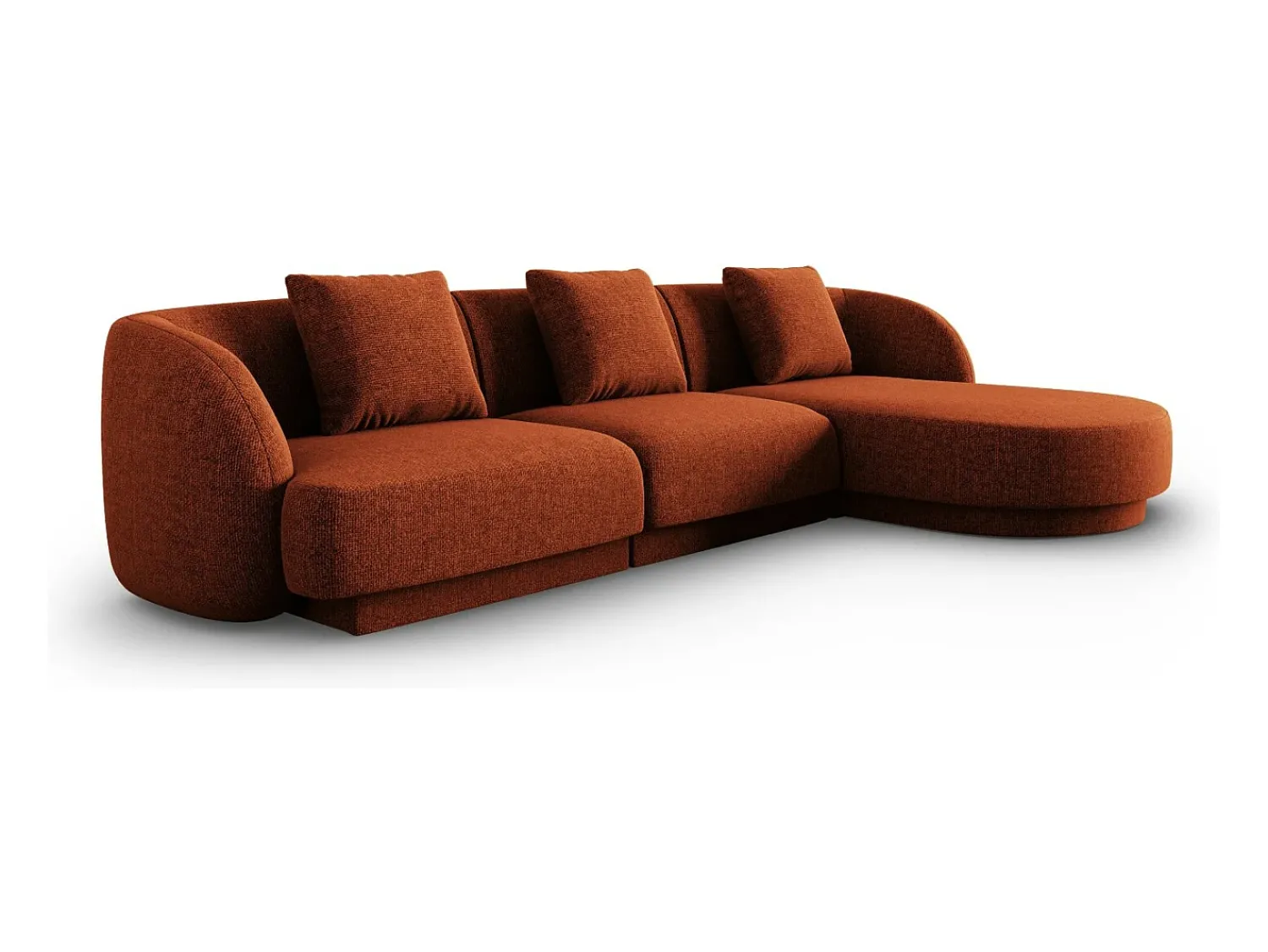 Sofá*Cosmopolitan Design - Sofá de canto direito "Tulum" 4 lugares em tecido chenille - 255x156x70cm Terracota