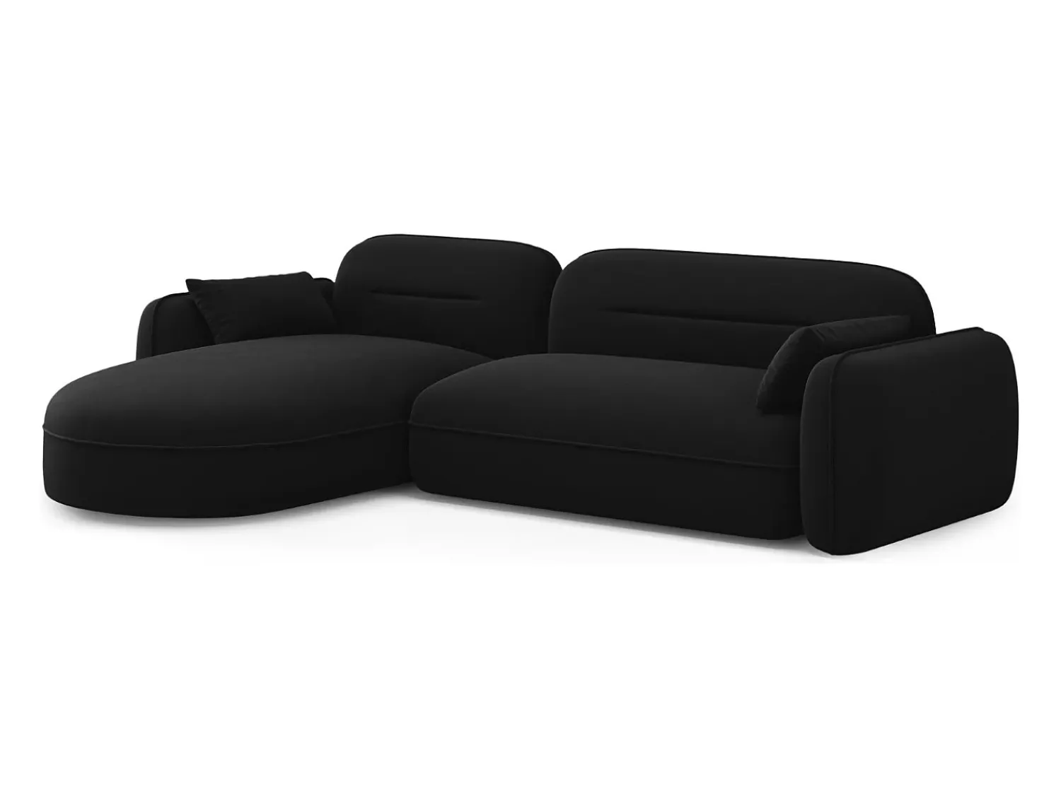 Sofá|Cosmopolitan Design - Sofá modular de canto esquerdo "Sydney" 4 lugares em veludo - 275x165x70cm Preto